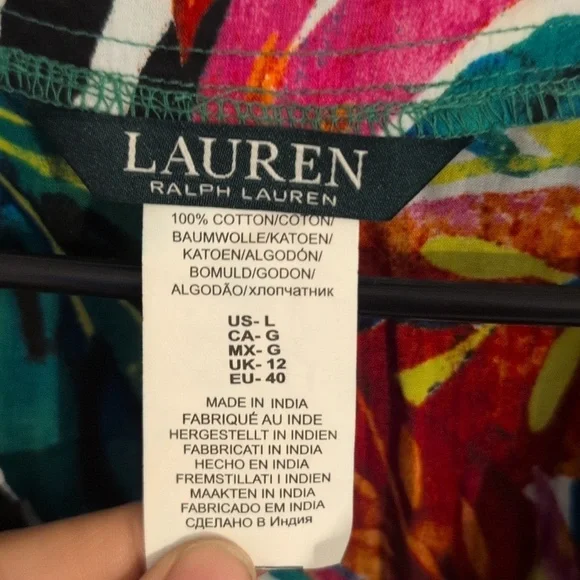 Ralph Lauren Tropical-Print Cotton Cover-Up Vacation Size Large - Picture 5 of 8